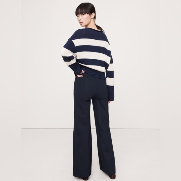 NWT Banana Republic Wide Leg Everywhere Ponte Hyper Navy Blue Pant Sz S (603873) - Picture 8 of 9